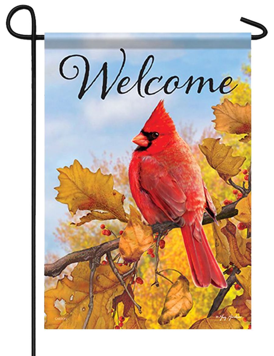 Fall Cardinal Glitter Garden Flag I AmEricas Flags
