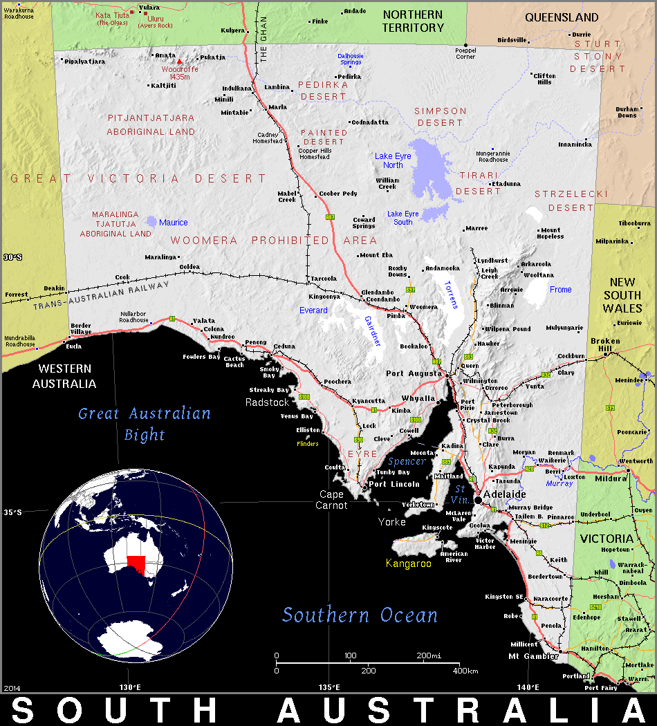 SA · South Australia · Public domain maps by PAT, the free, open source