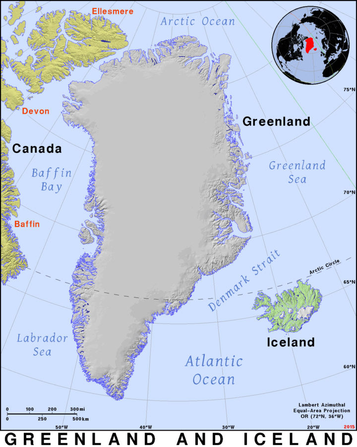 Greenland and Iceland · Public domain maps by PAT, the free, open