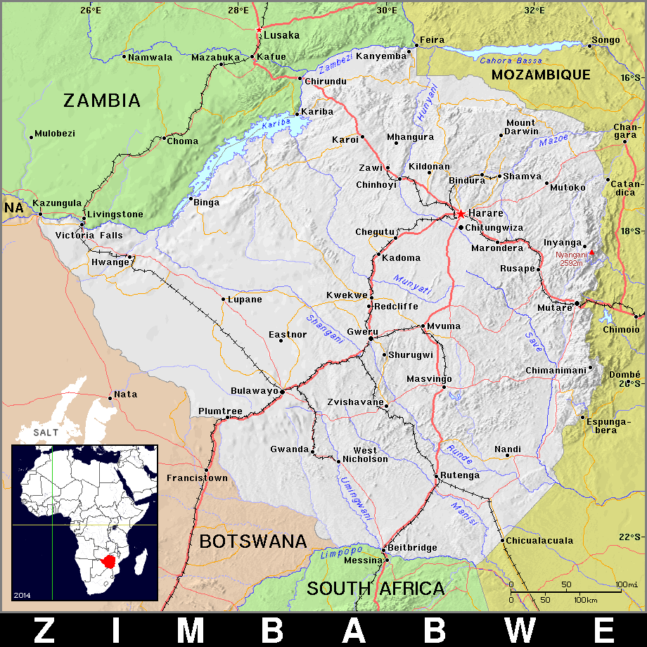 ZW · Zimbabwe · Public domain maps by PAT, the free, open source