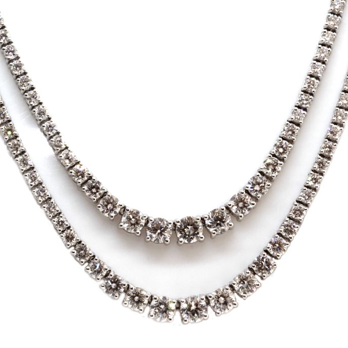 18ct White Gold Double Strand Diamond Necklace Ian Gallacher