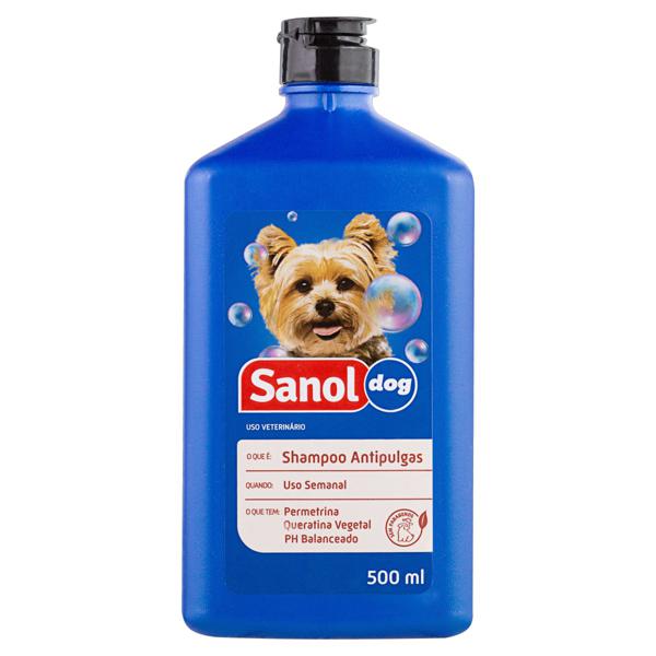 Shampoo Para Cães Sanol Dog 500ml Antipulgas Frasco Shimodinha