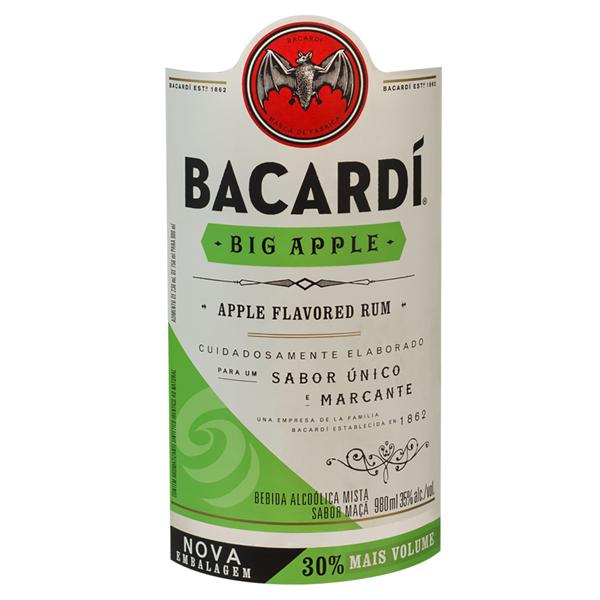 Rum Brasileiro Flavored Big Apple Bacardi Garrafa 980ml Cato Supermercados Compre online