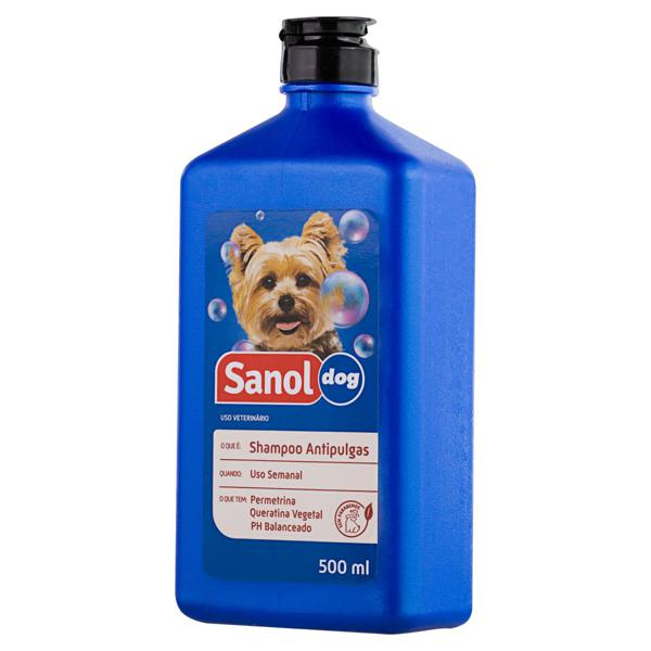Shampoo Para Cães Sanol Dog 500ml Antipulgas Frasco Shimodinha