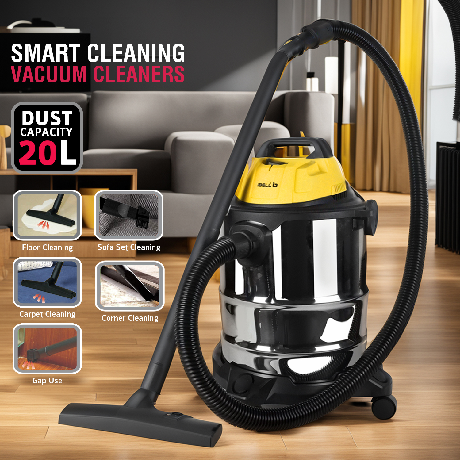 Ibell 2012wbplus vacuum cleaner 20l 1200w with wet and dry blowing