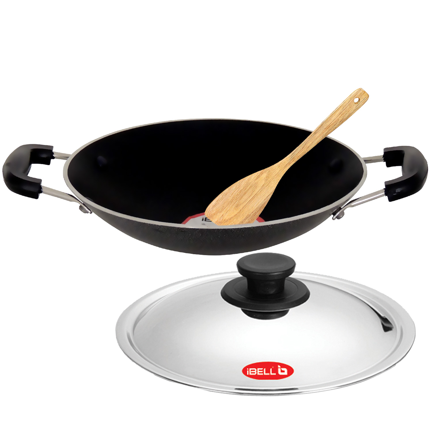 Ibell premium non stick aluminium appachatty with lid 200mm appam pan