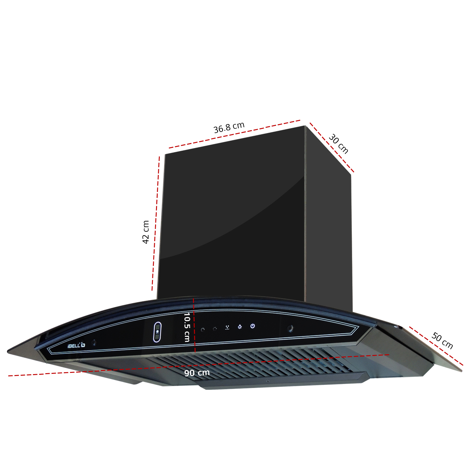 Ibell el40k 90cm 900m3 hr kitchen chimney hood with auto clean 215w