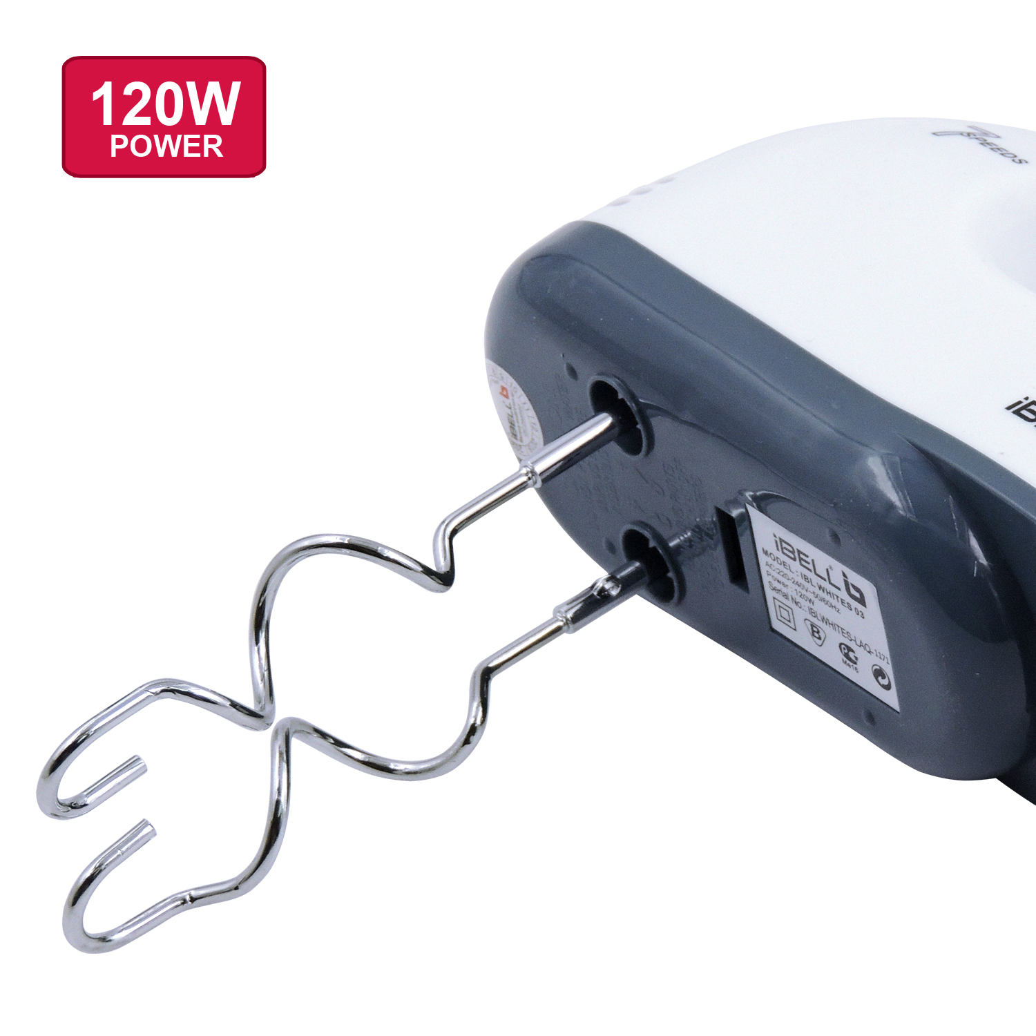Ibell whites03 hand mixer beater blender electric cream maker for cakes with base 7 speed