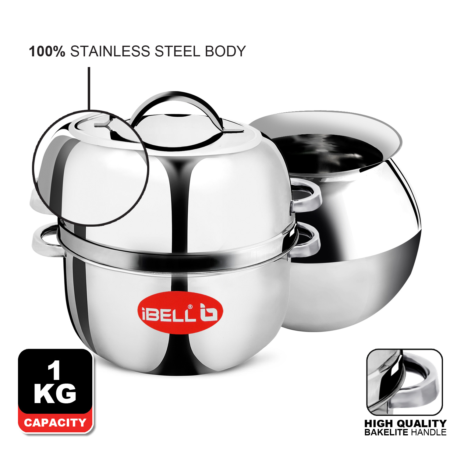 Ibell 1 kg premium stainless steel steam pot thermal rice cooker