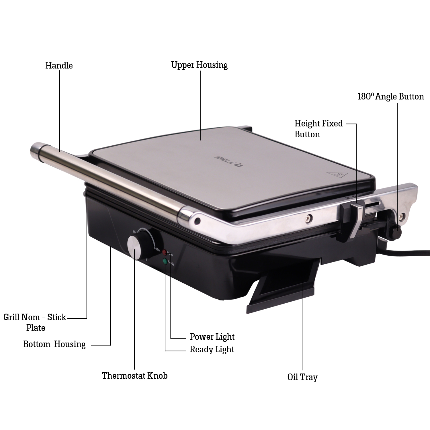 Ibell sm201g 2000 watt sandwich maker silver iBELL Home Appliances