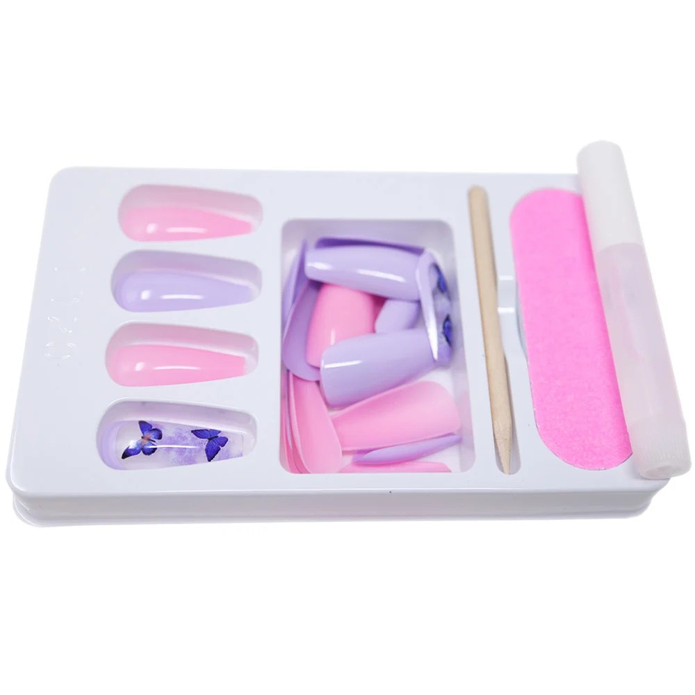 Ibett Nails Press On Fake Nails 2 Reusable Nail Tips Glue Included