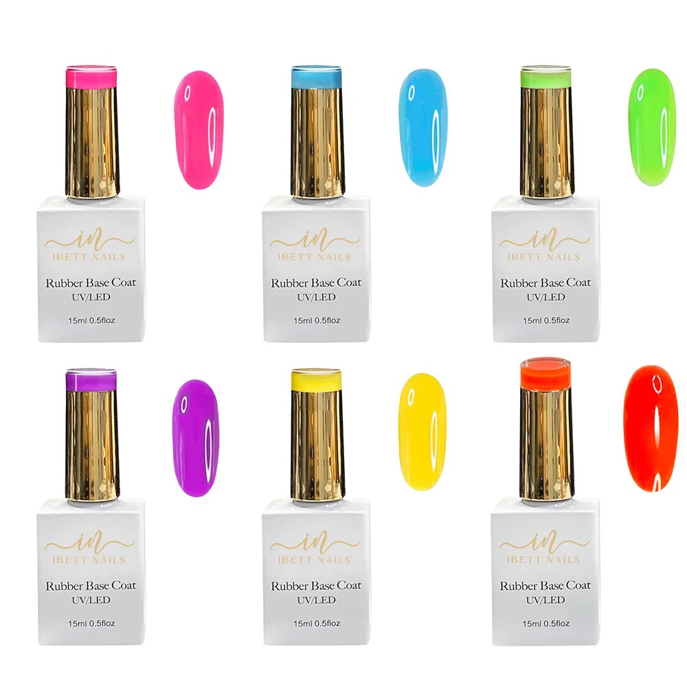Neon Collection Rubber Base Pack of 6 colors Ibett Nails