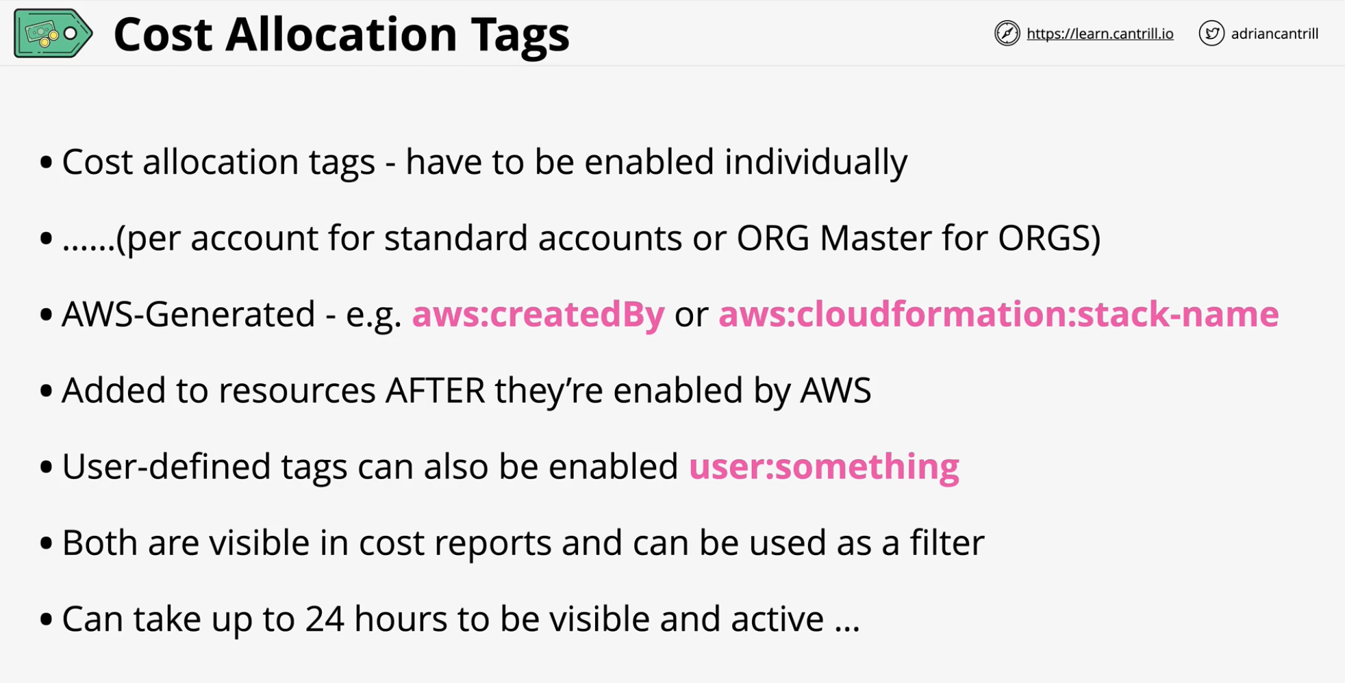 Cost Allocation Tags AWS SA Professional