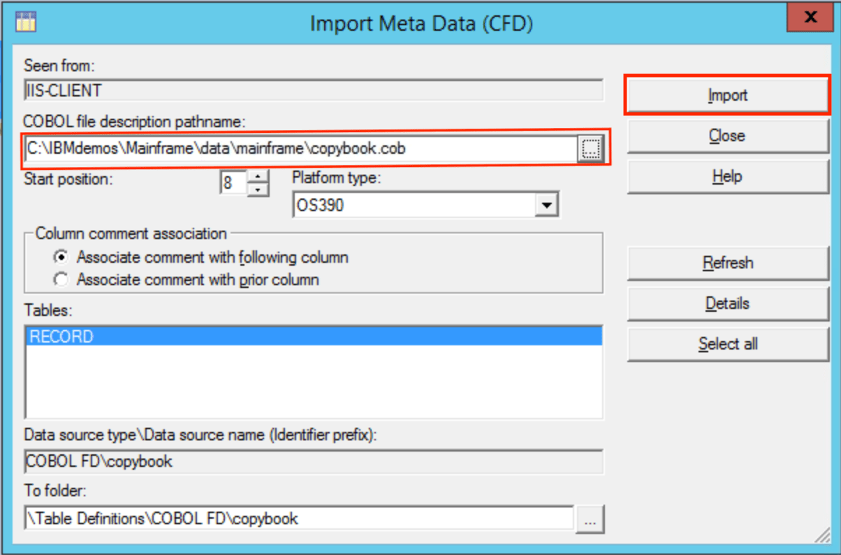 Import COBOL copybook and read EBCIDIC data DataStage