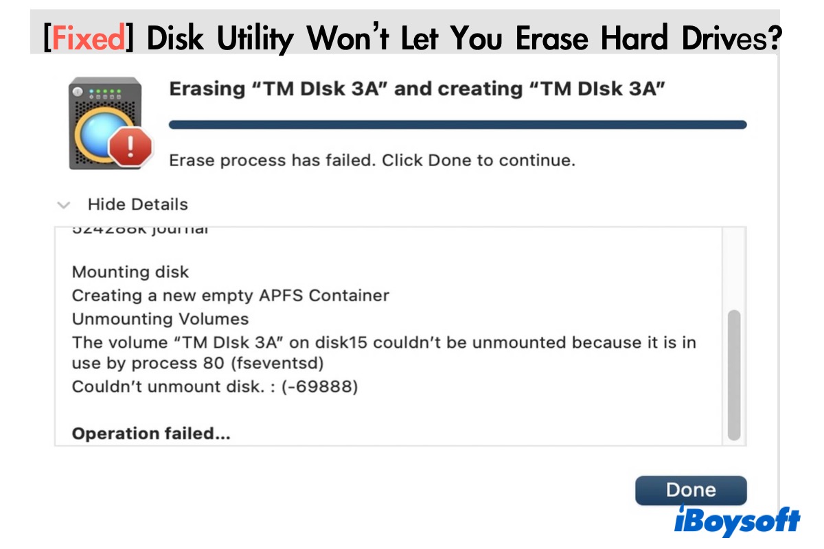 [Fixed] Disk Utility Won't Let You Erase Hard Drives