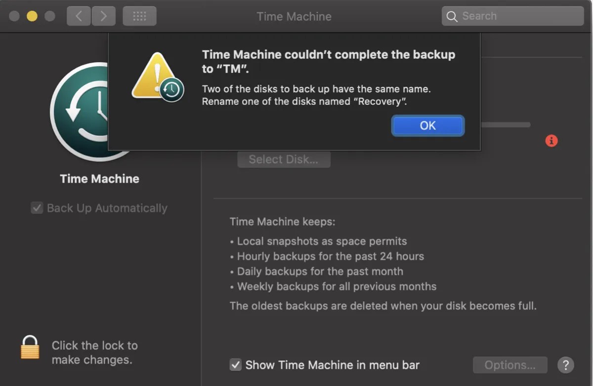 Time Machine マシンを使ってMacでバックアップが完了できませんでした [修正済み]