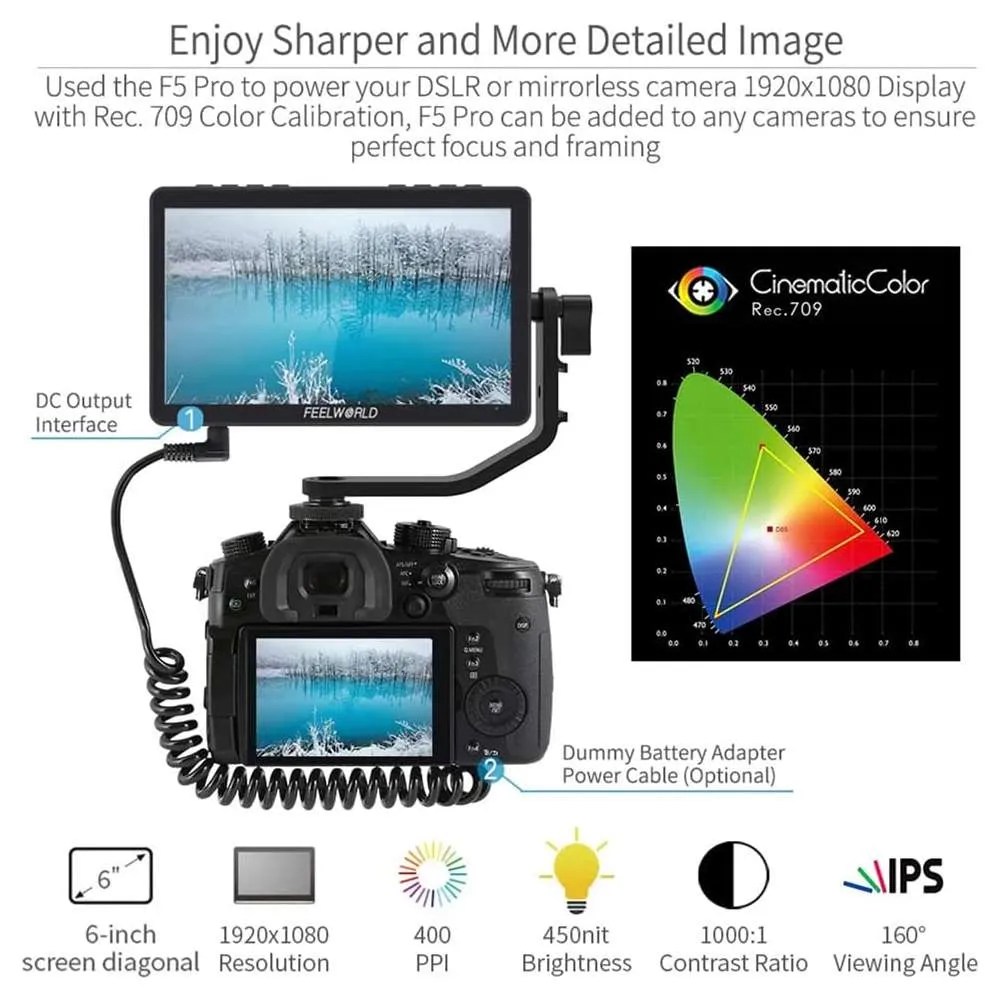 Monitor Feelworld F5 Pro V4 6″ IPS, 3D, LUT, 4K Ibyza Shop