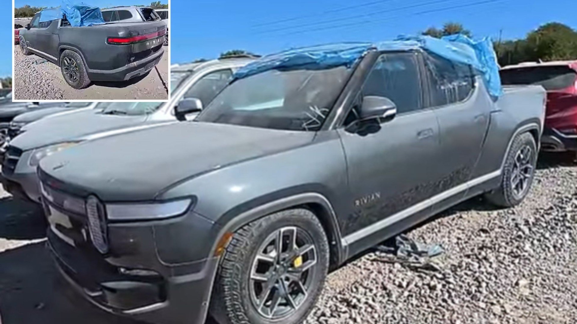 HIDDEN GEM Man finds Rivian that sells for 86k abandoned in a junkyard