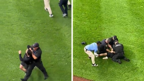 Yankees Vs. Mets Fan Manhandled By Security After Running On Field