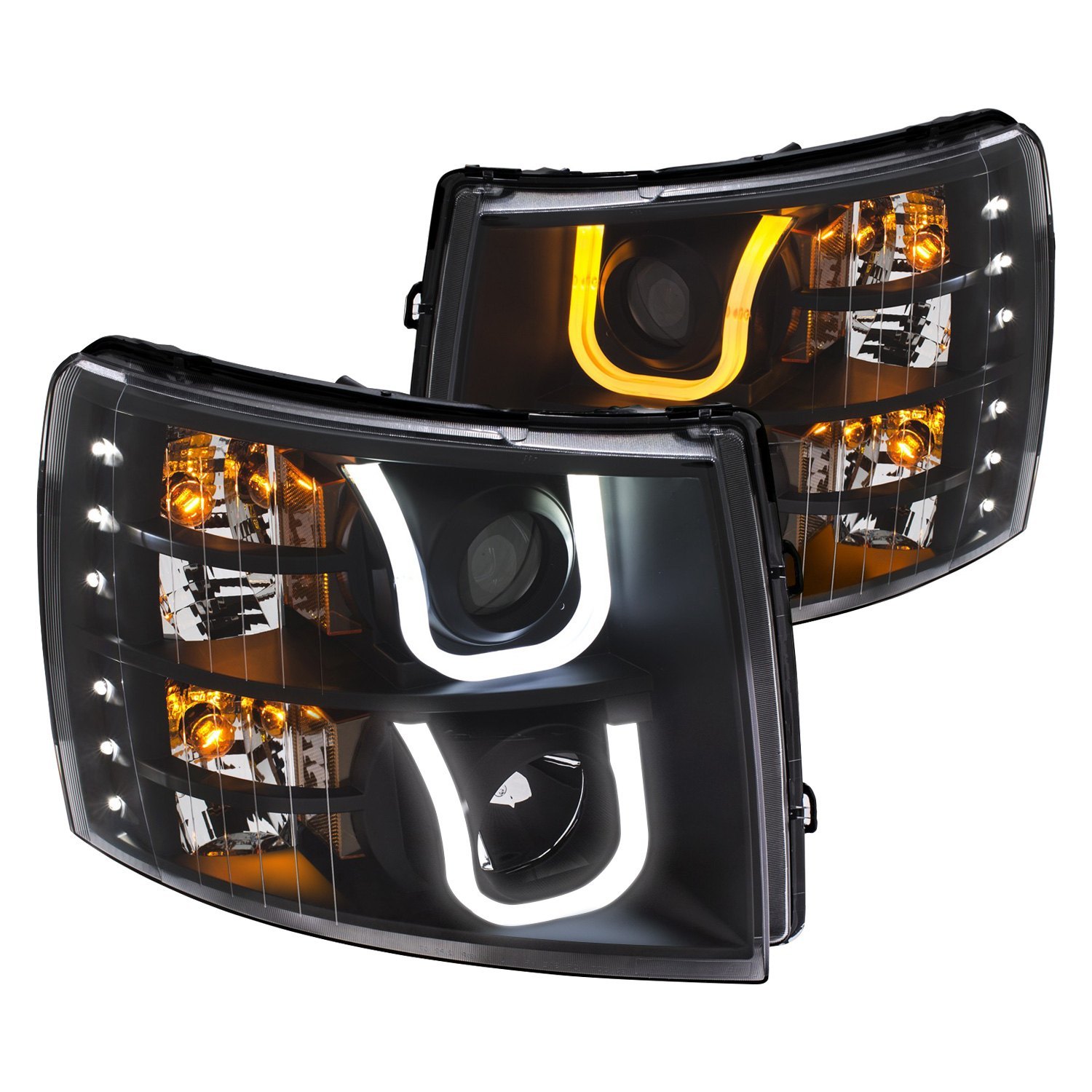 Anzo® Chevy Silverado 1500 with Factory Halogen Headlights 2011 Black Switchback UBar