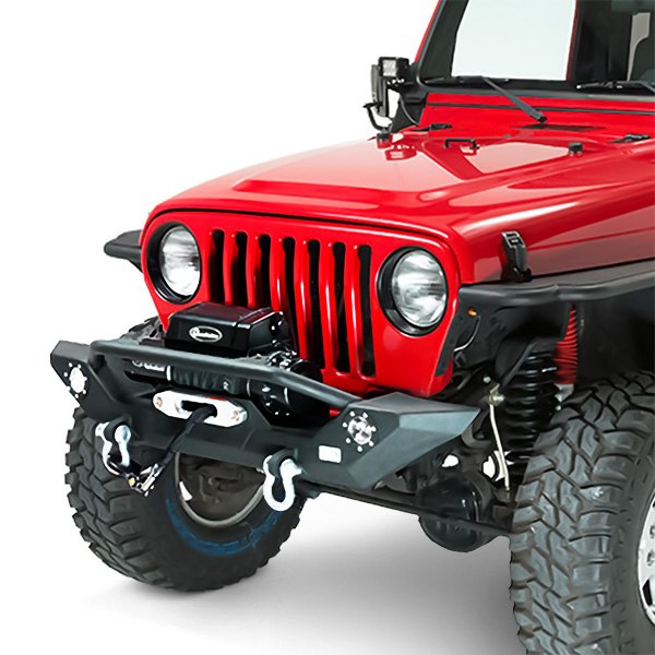 Fishbone Offroad® Jeep Wrangler 1997 Full Width Black Front Winch HD Bumper with Hoop