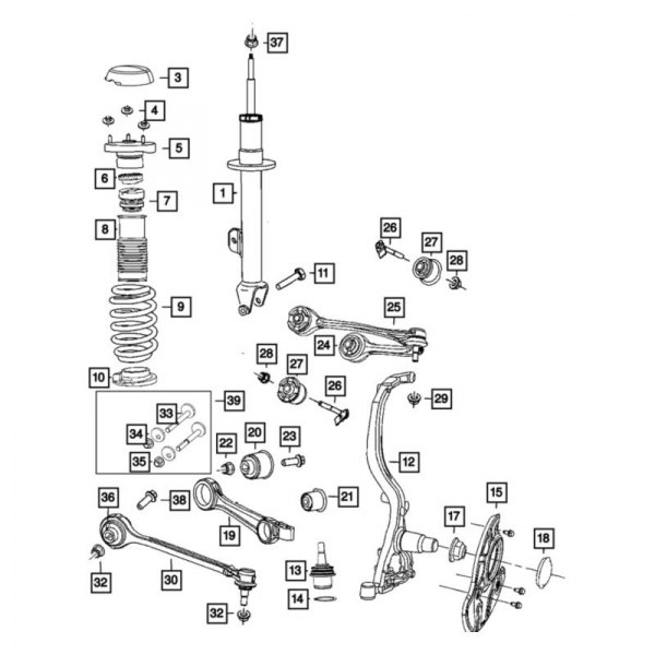 Chrysler OE 68544313AA Front Left Suspension Shock Absorber