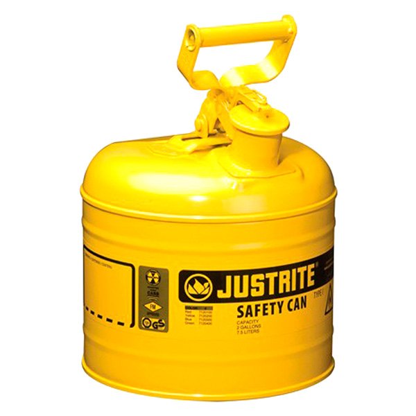 Justrite® 7120200 2 gal Yellow Type I Steel Diesel Liquids Safety Can