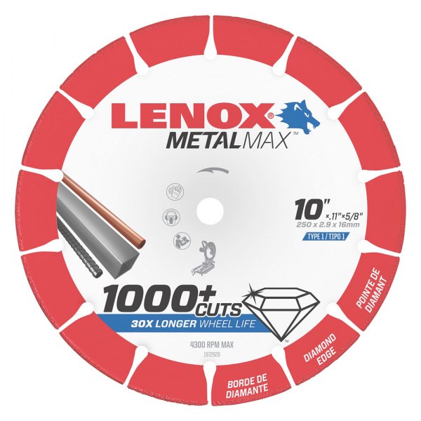 LENOX® 1972926 MetalMax™ 10" Segmented Dry Cut Diamond Saw Blade (1