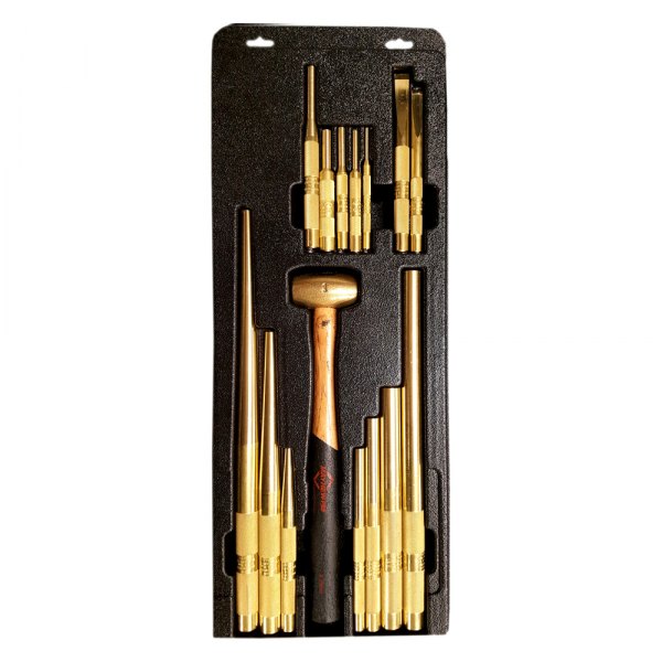 Mayhew Tools® 61369 15 Pieces Brass Punches and Chisels Mixed Set