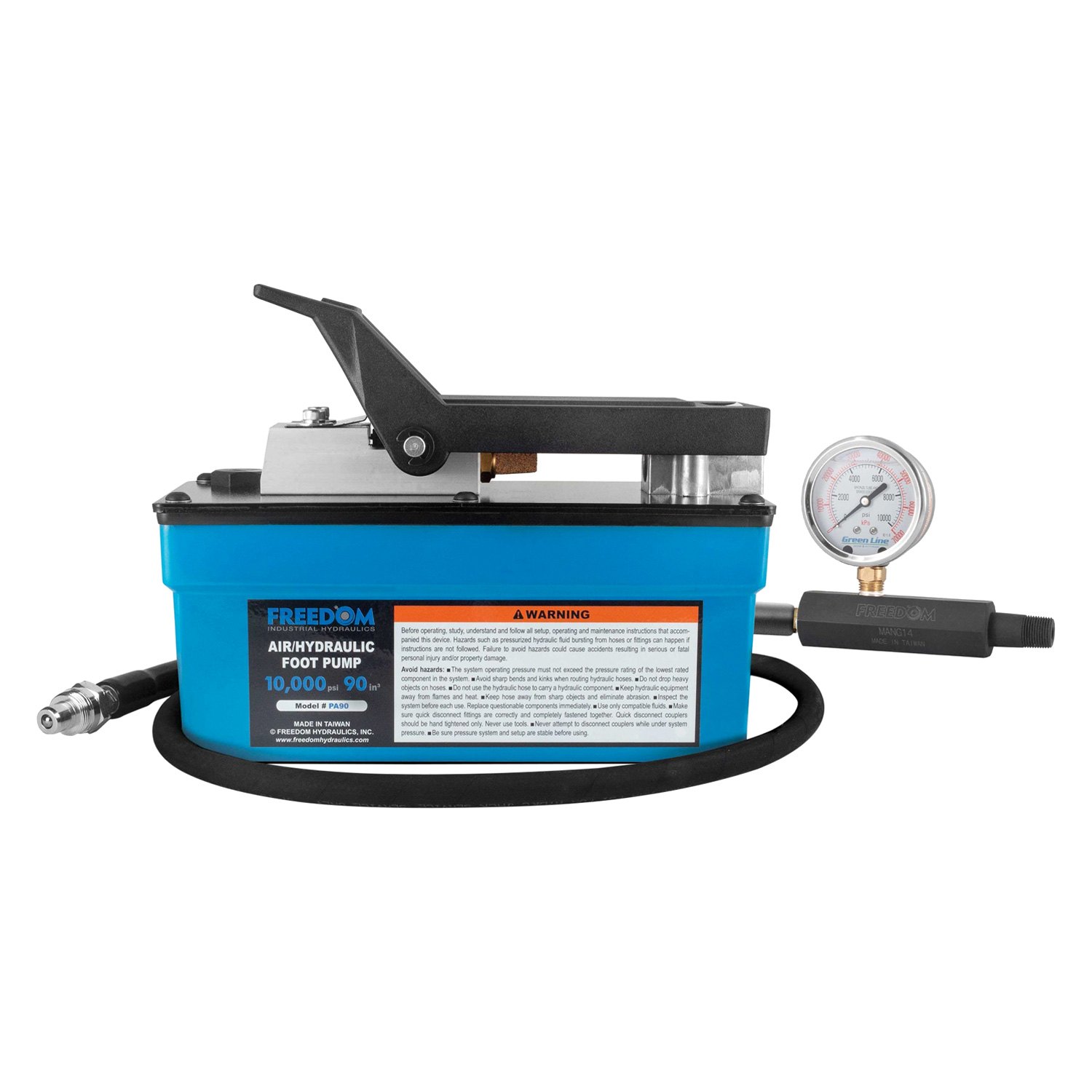 Tiger Tool® 70130 Freedom industrial Hydraulics™ Air/Hydraulic Foot Pump with Gauge and 12