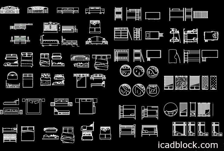 Bed CAD Block Collection in DWG iCADBLOCK