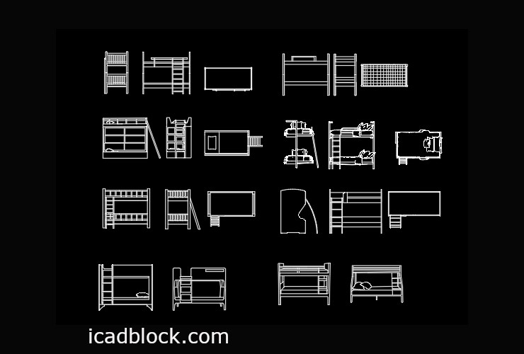 Bunk Bed CAD Block in AutoCAD , DWG Collection iCADBLOCK