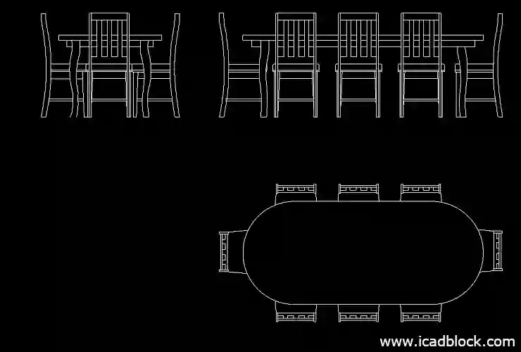 Dining Table Set DWG CAD Block download iCADBLOCK