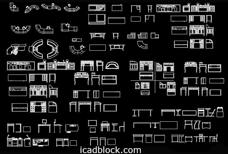 Desk CAD Block in DWG , Collection iCADBLOCK