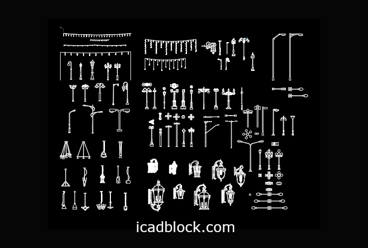 Lighting CAD Block Collection in AutoCAD iCADBLOCK
