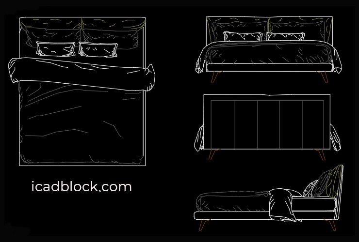 Double Bed CAD Block collection in DWG iCADBLOCK