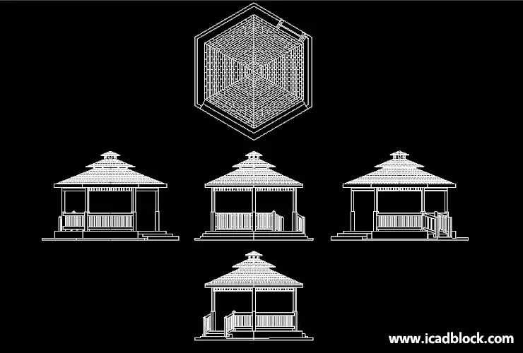 gazebo blocco CAD Modello per AutoCAD iCADBLOCK
