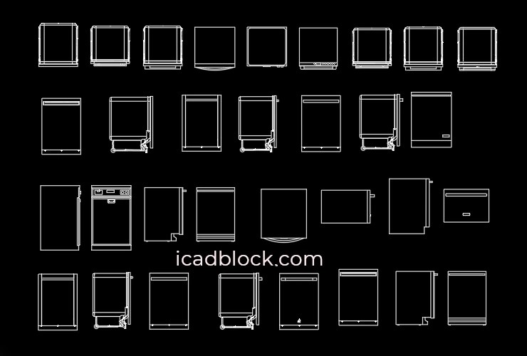 Dishwasher CAD Block Collection in DWG iCADBLOCK