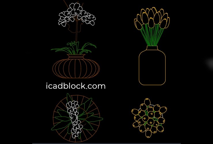 Flower CAD Block collection in Plan and Elevation iCADBLOCK