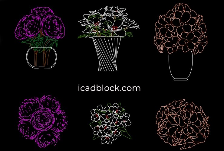 Flower CAD Block collection in Plan and Elevation iCADBLOCK