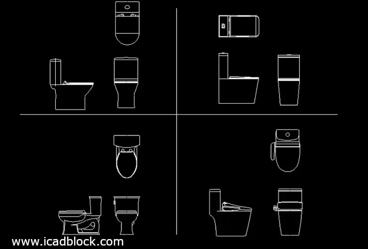 Toilet CAD Block in Plan and Elevation views iCADBLOCK