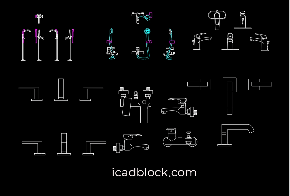 Bathroom Faucet CAD block in plan and elevation iCADBLOCK