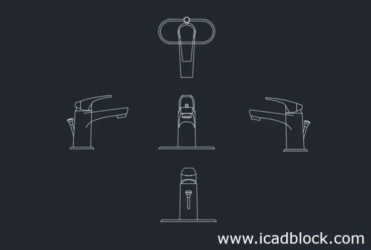 Bathroom Faucet CAD block in plan and elevation iCADBLOCK