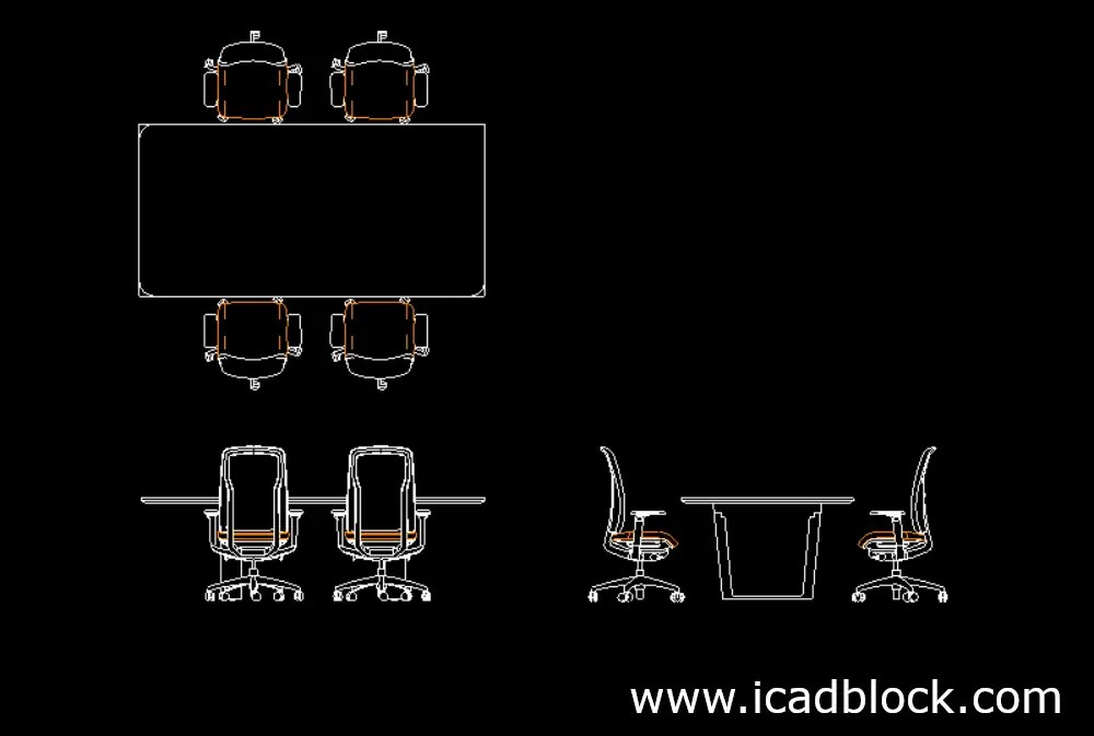 2d Conference Table CAD Block for Autocad iCADBLOCK