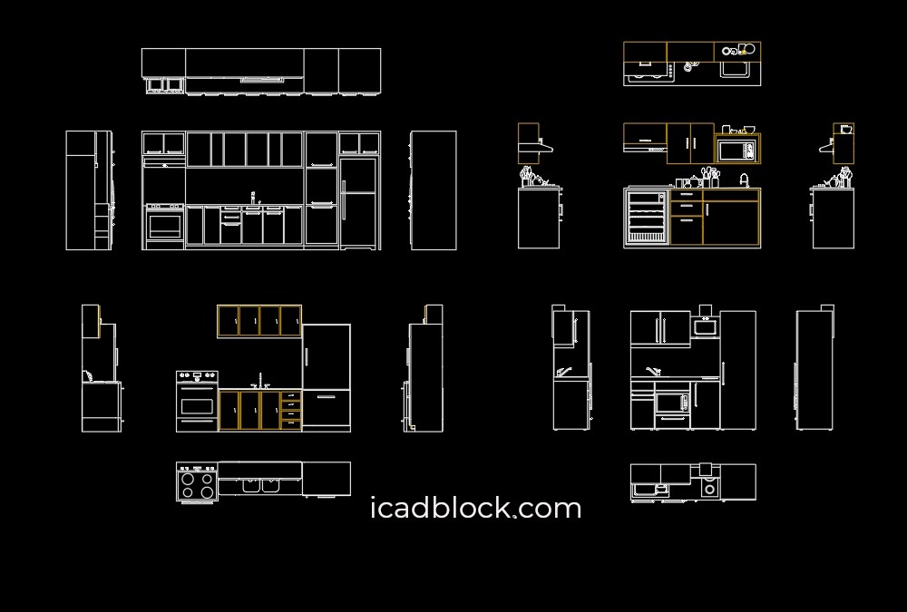 Cocina pequeña en DWG AutoCAD iCADBLOCK