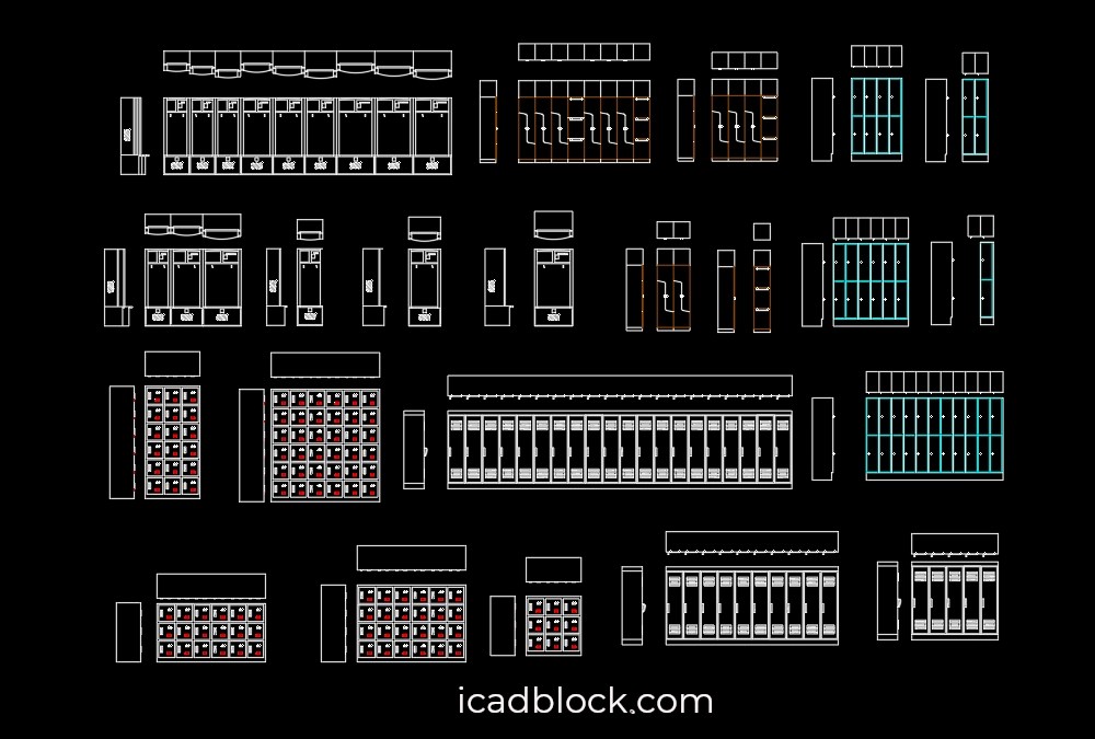 Locker CAD Block in DWG , plan and elevation iCADBLOCK