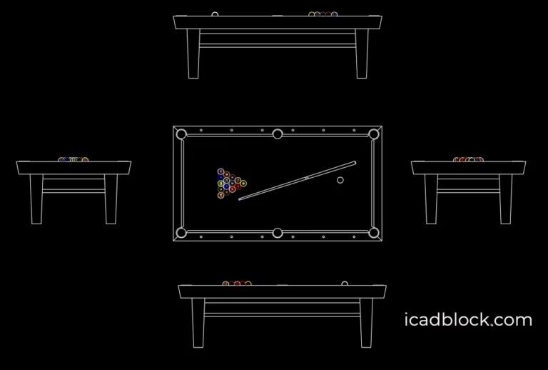 Pool Table CAD Block Collection in DWG iCADBLOCK