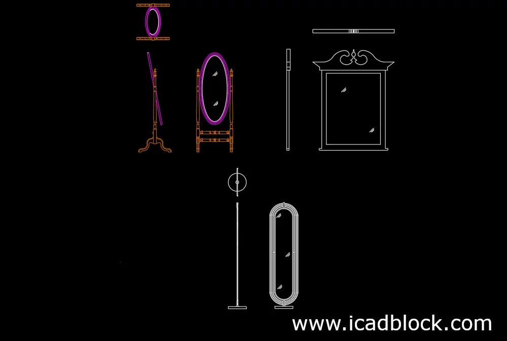Modern Mirror CAD Block for autocad iCADBLOCK