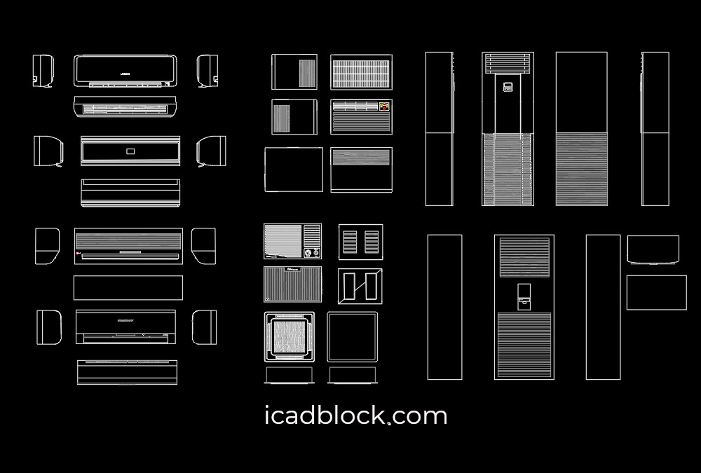 Air conditioner CAD block Collection Download iCADBLOCK