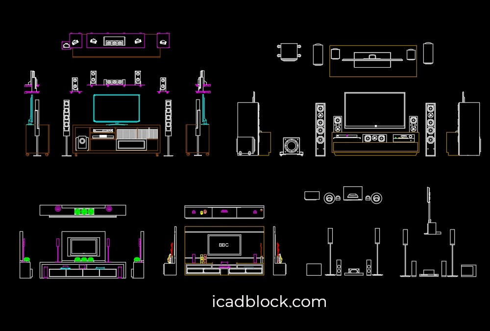 Home Theater Cad Blocks Image to u